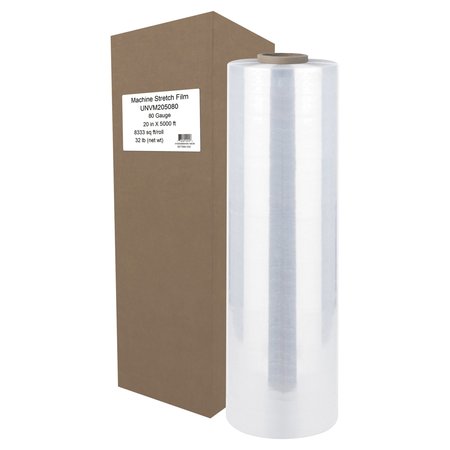 UNIVERSAL Machine Stretch Film, 20" x 5000 ft., 20.3mic, Clear UNVM205080